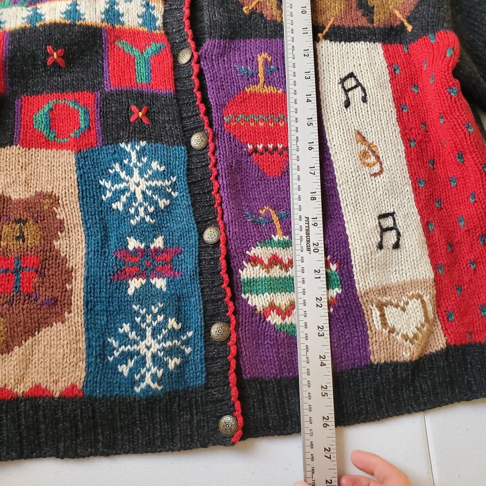 Vintage Woolrich Cardigan Sweater Womens Large Multicolor Christmas Knit Holiday - Picture 7 of 10